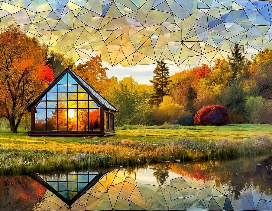 Glass Cabin in Autumn Mixed Media by Susan Rydberg