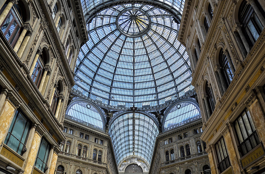 Glass dome of the Galleria Umberto I shopping centre in Naples Photograph by Mint Images