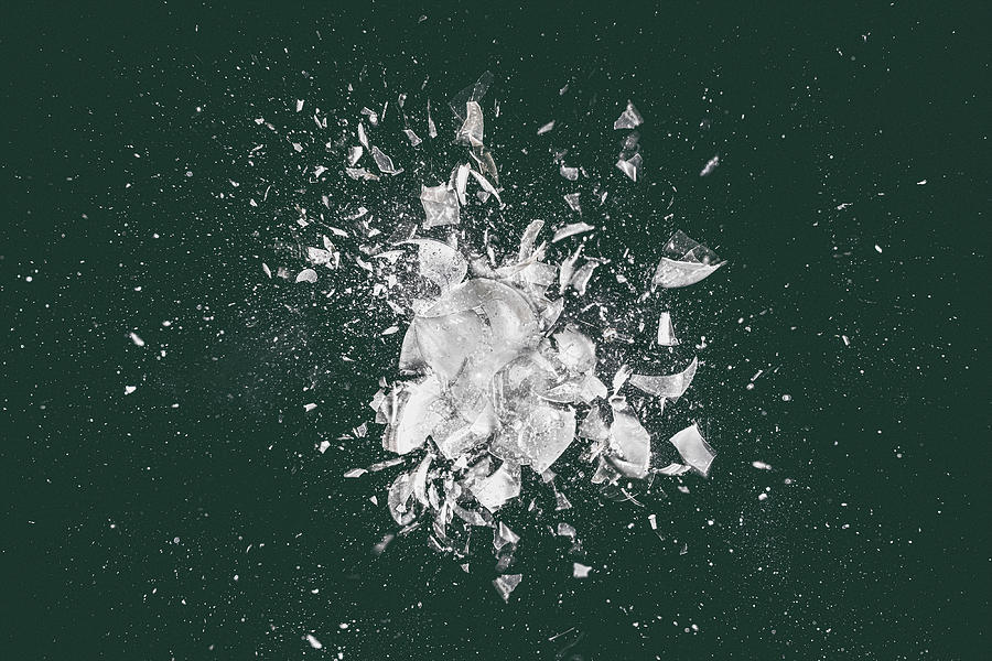 Glass Explosion On A Dark Background. Photograph by Gualtiero Boffi