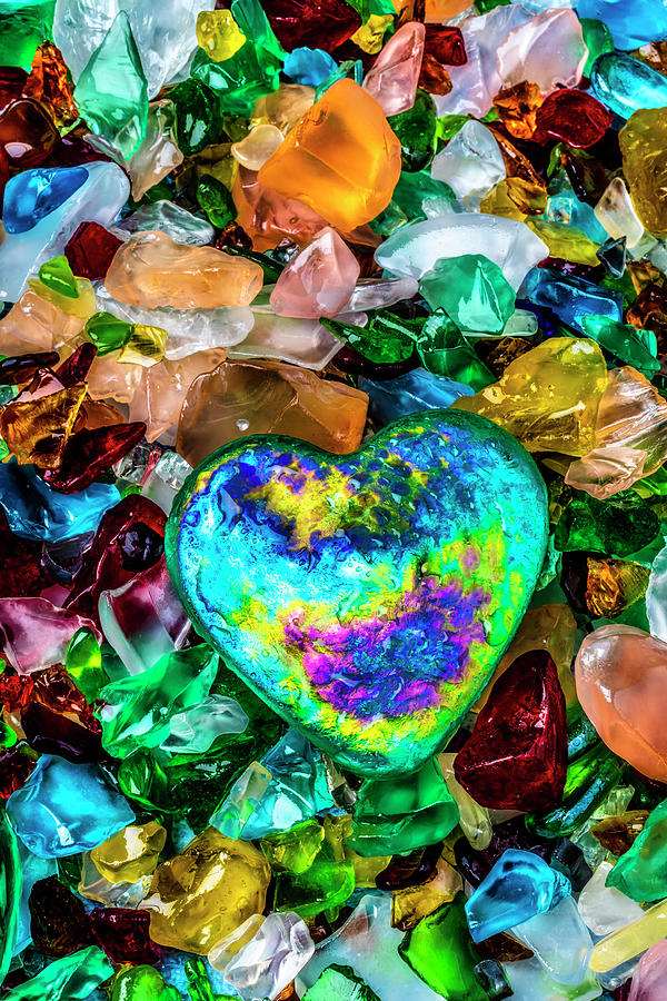 Still Life Photograph - Glass Heart On Sea Glass by Garry Gay