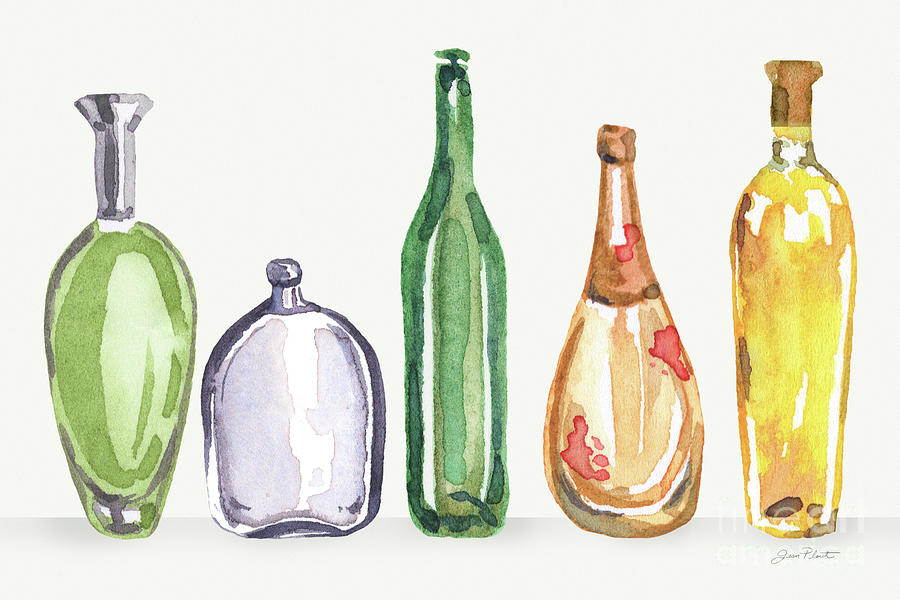 Glass Liquor Bottles A Painting by Jean Plout