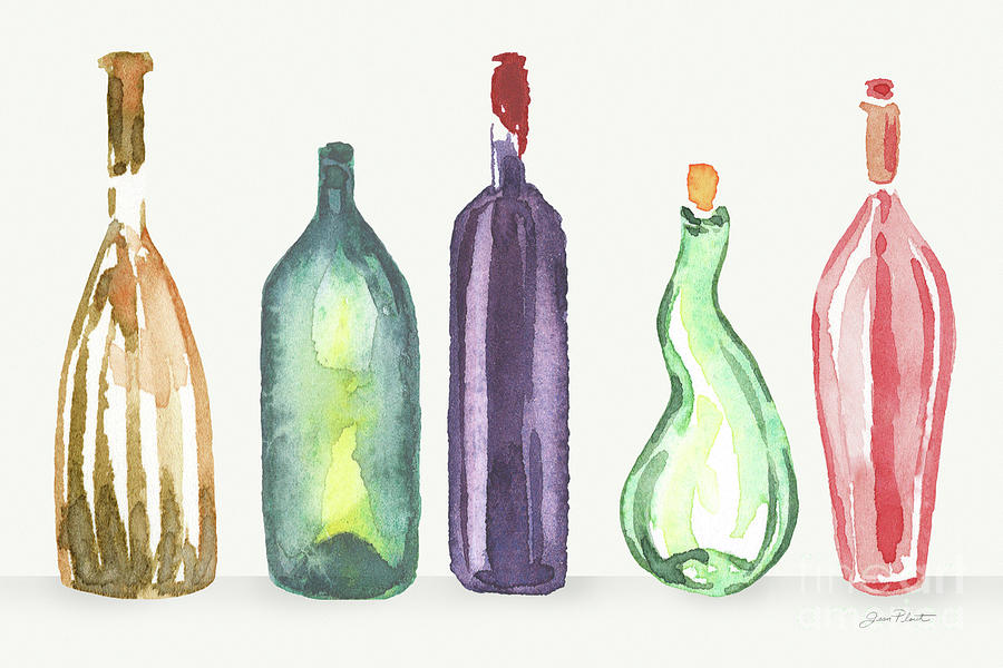 Glass Liquor Bottles B Painting by Jean plout