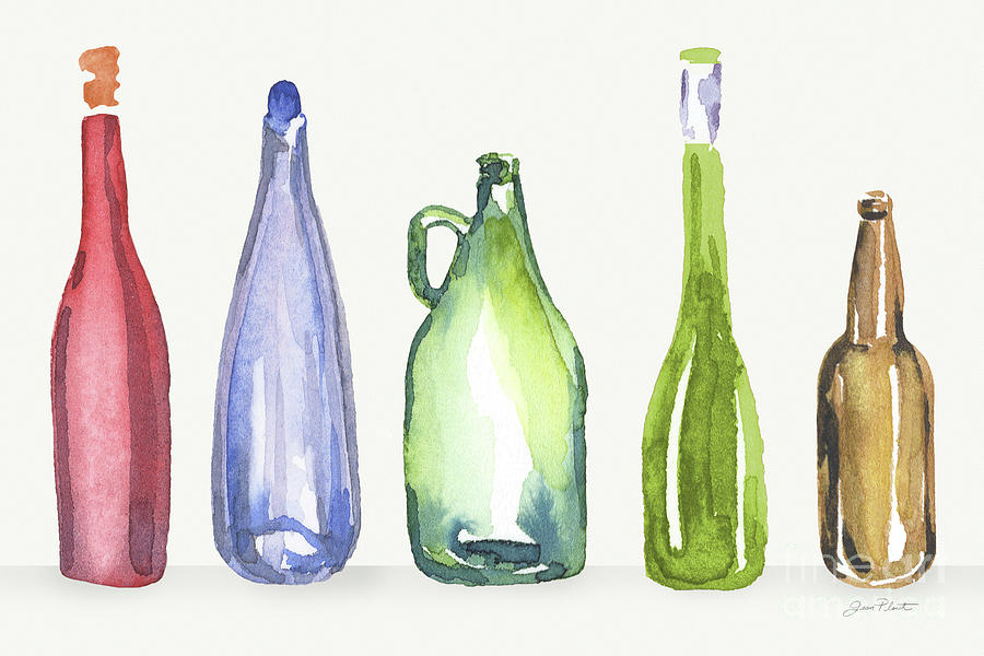 Glass Liquor Bottles C Painting by Jean Plout