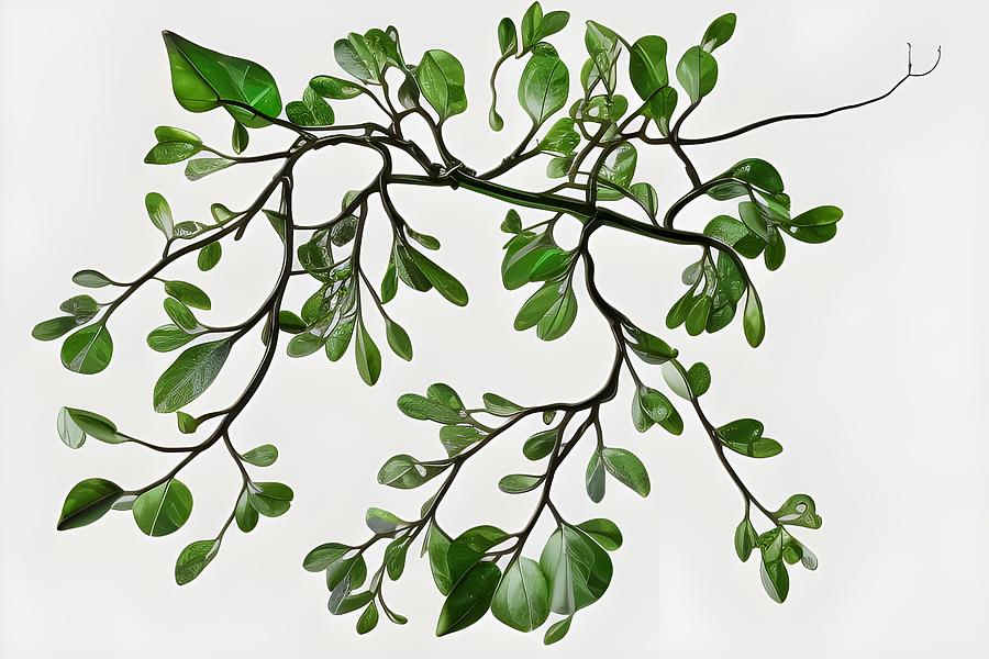 Glass Mistletoe Leaves Digital Art by Beverly Read