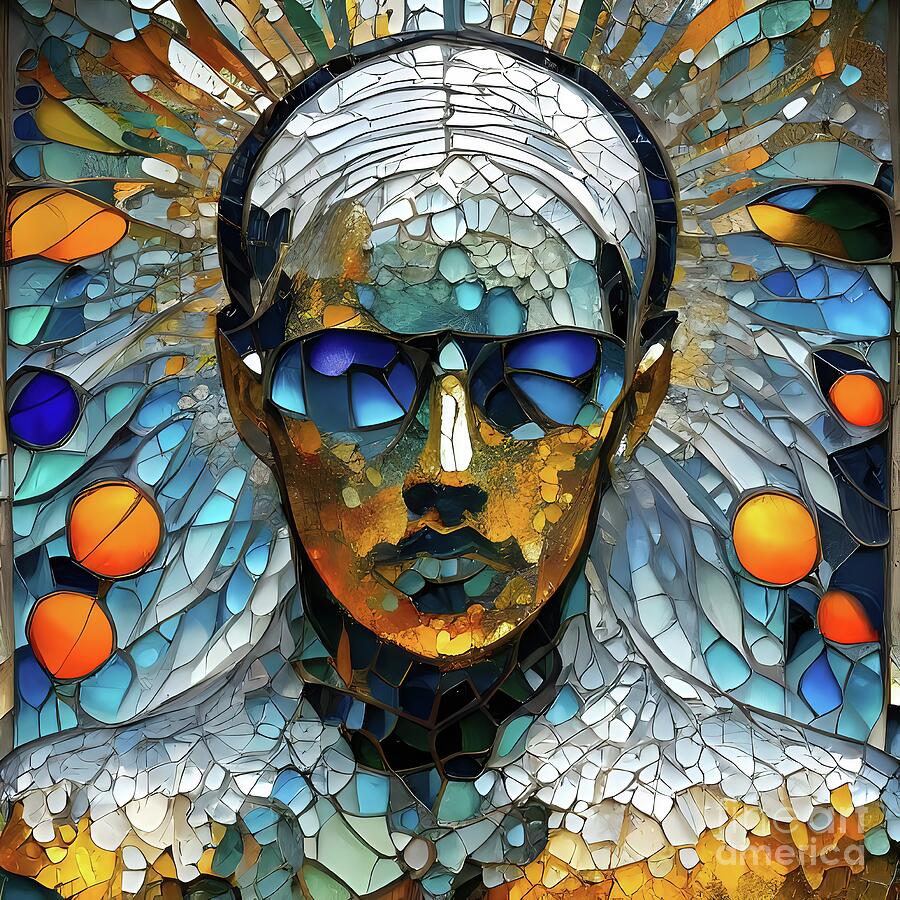 Glass mosaics scull Digital Art by Jolanta Anna Karolska