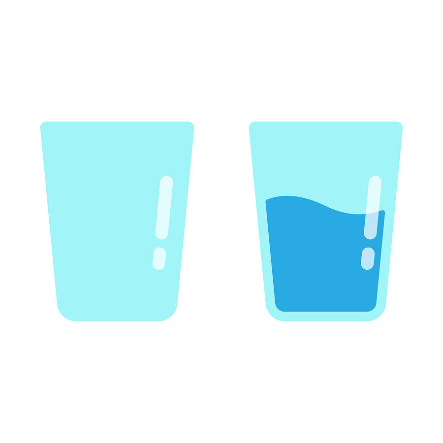 Glass of Water Icon Flat Design on White Background. Drawing by Designer29