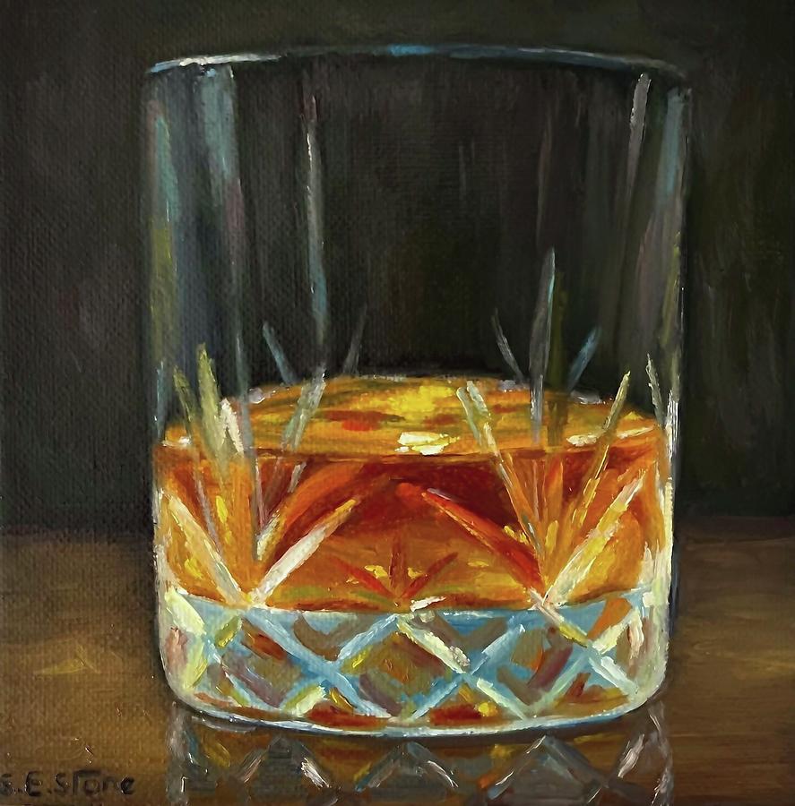 Glass of Whisky Painting by Sema Erbektas Stone Fine Art America