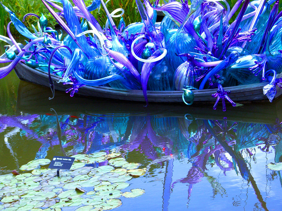 Glass Sculpture Water Landscape Missouri Botanical Garden Photograph by Patrick Malon