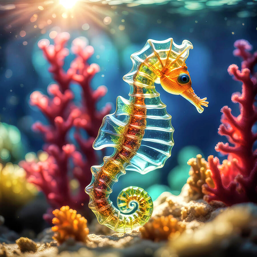 Glass Seahorse Digital Art by Donna Kennedy