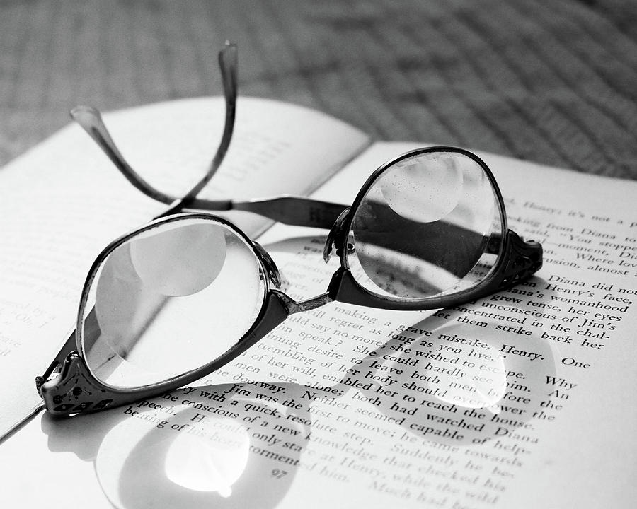 Glasses and Book Photograph by Jon Woodhams