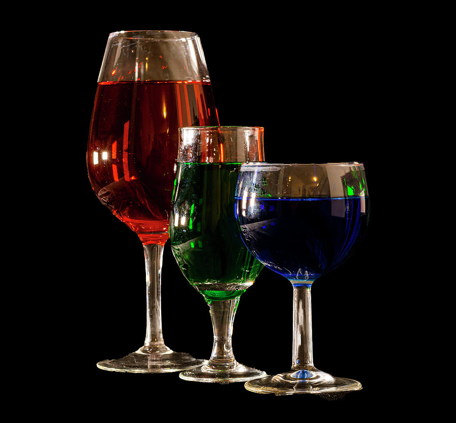 Black Background Photograph - Glasses and Christmas Colors by Phil And Karen Rispin