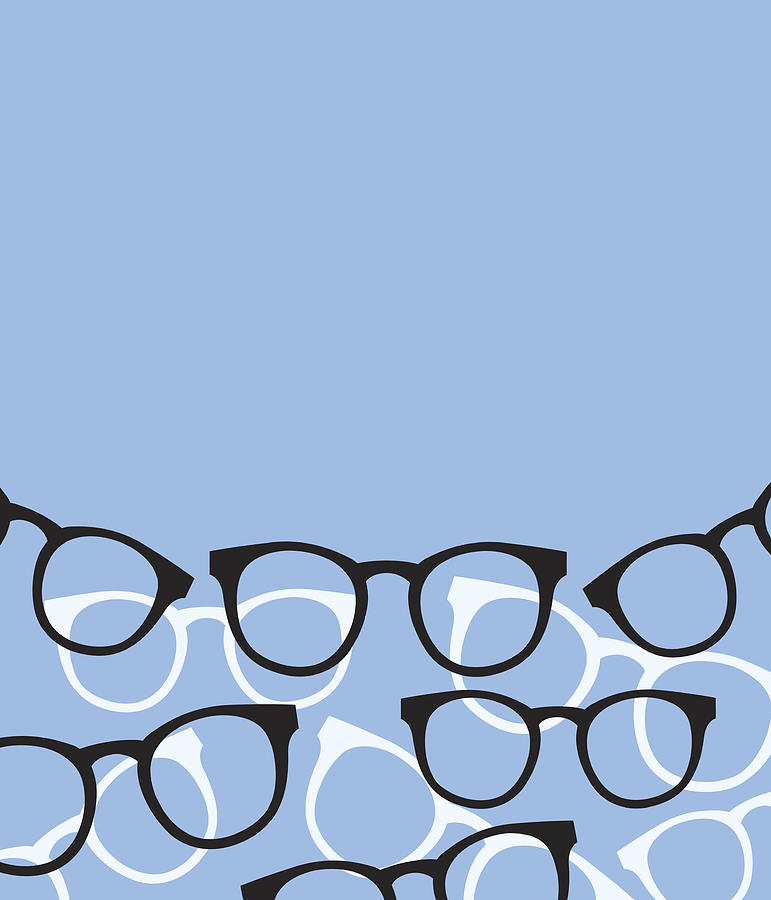 Glasses On Blue Background Drawing by RobinOlimb