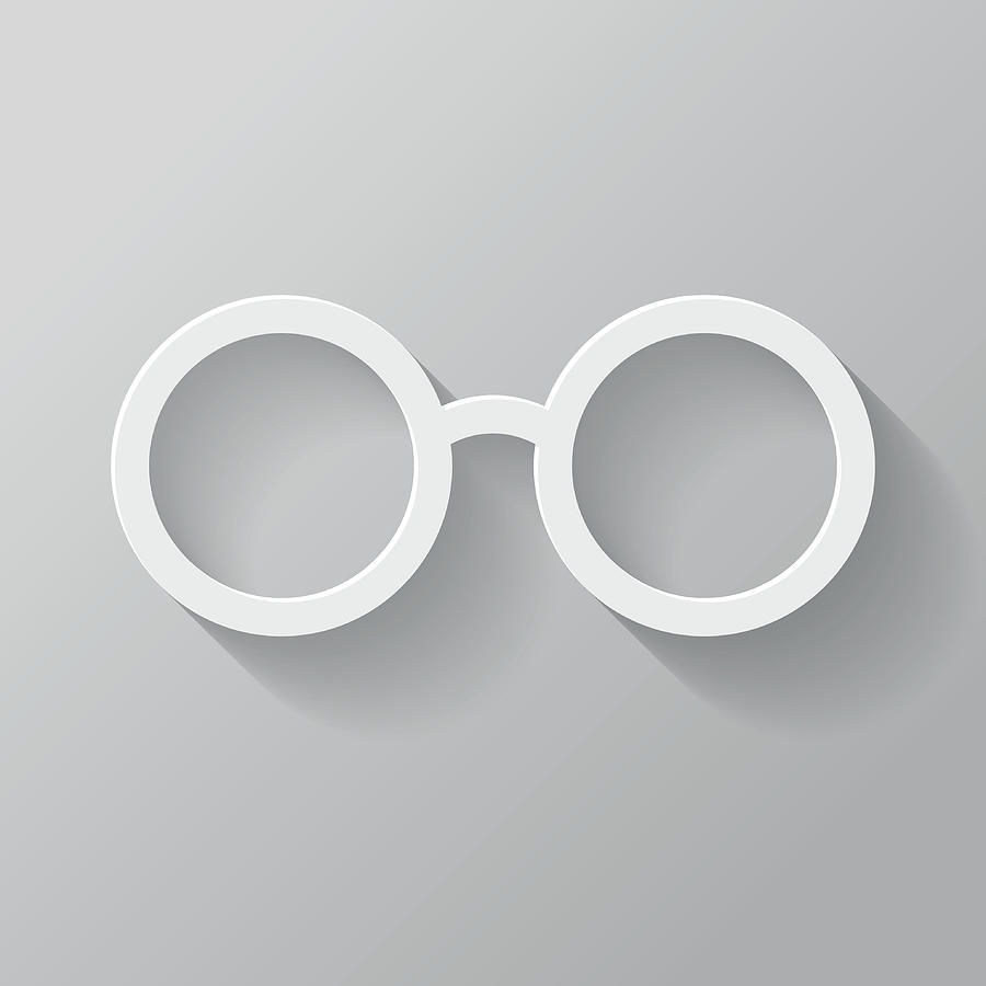 Glasses Paper Thin Line Interface Icon With Long Shadow Drawing by Bortonia