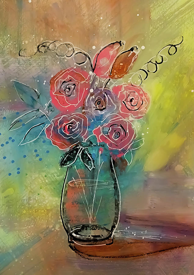 Glassy Floral Painting Painting by Lisa Kaiser