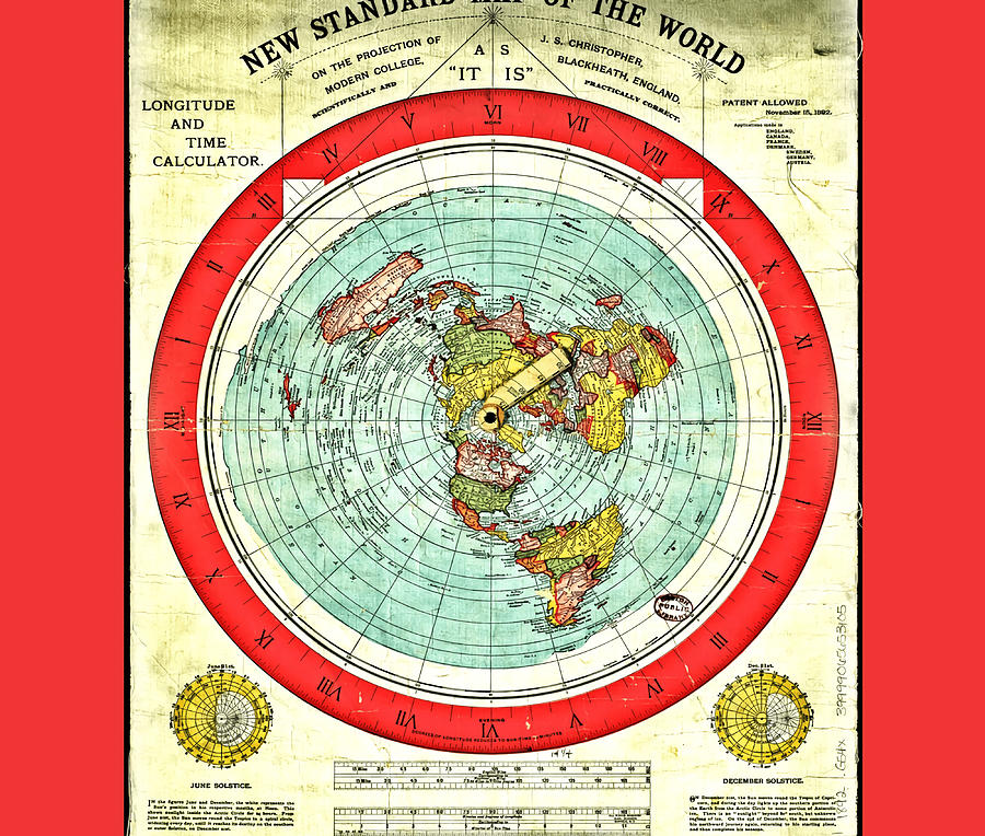Gleason 1892 Flat Earth Map Research Flat Earth Painting by Arthur Adam ...