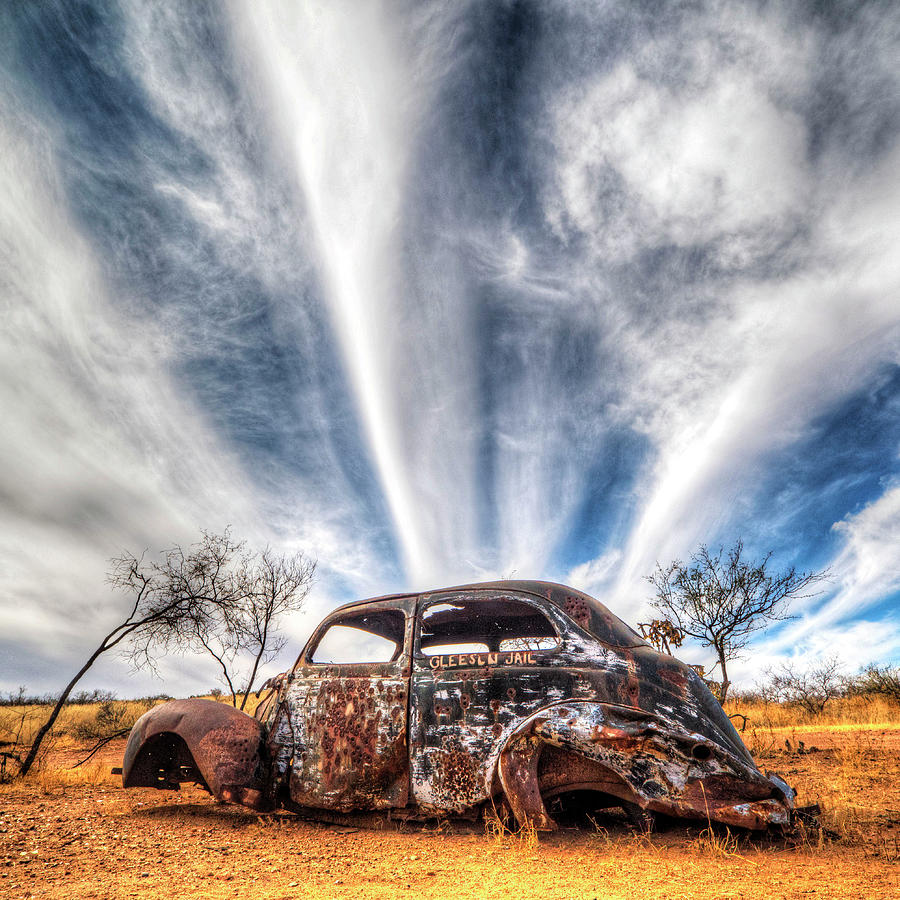 Gleeson Arizona Rusted out VW Beetle Square Photograph by Toby McGuire