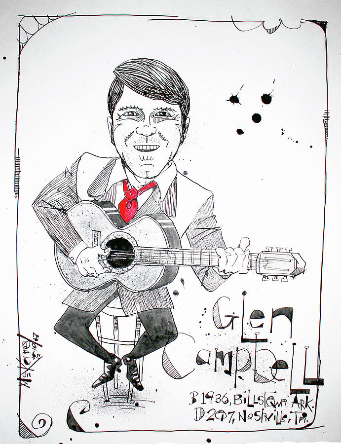 Glen Campbell Drawing by Phil Mckenney
