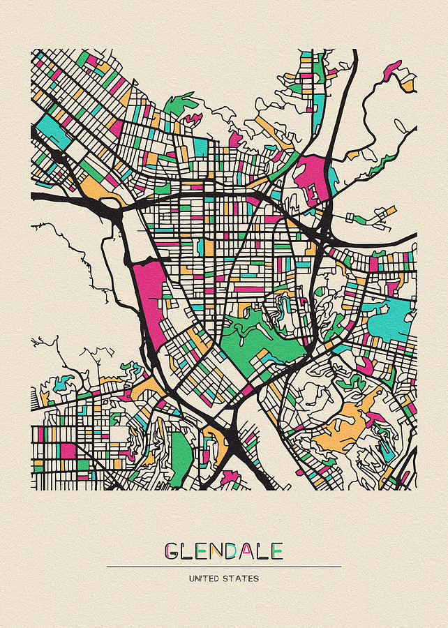 Glendale California City Map Inspirowl Design 