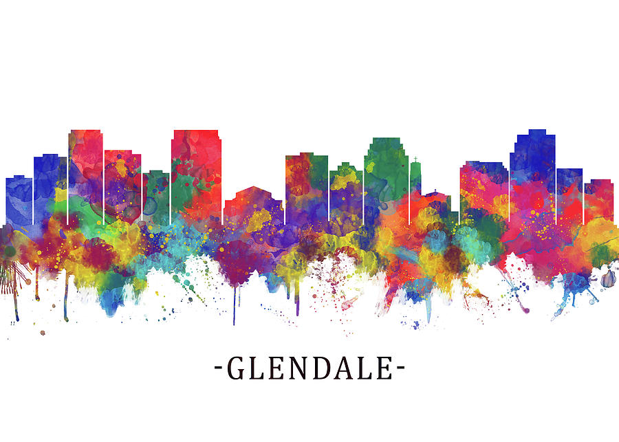 Glendale California Skyline Mixed Media by NextWay Art - Fine Art America