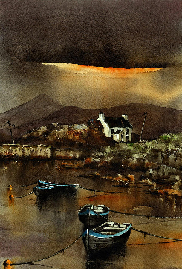 Glengarriff sunset, Co. Cork Painting by Val Byrne