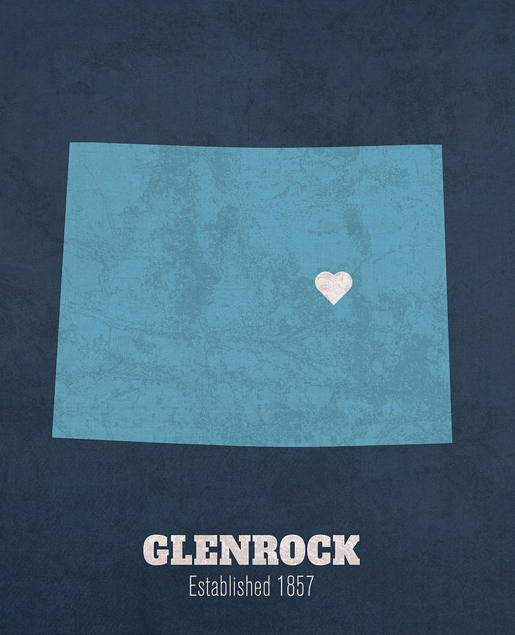 Glenrock Wyoming City Map Founded 1857 Sheridan College Color Palette Mixed Media by Design