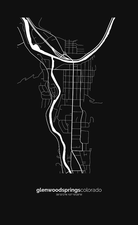 Glenwood Springs Colorado Map Graphic Digital Art By Justin Alber   Glenwood Springs Colorado Map Graphic Justin Alber 