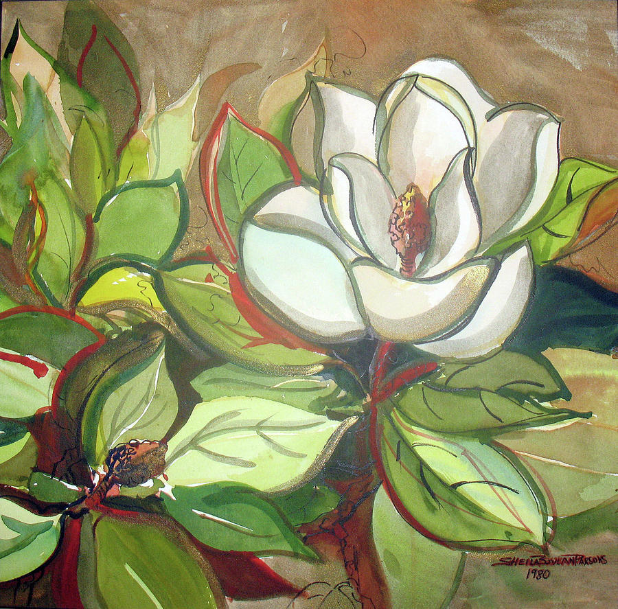 Glided Magnolia Mixed Media by Sheila Parsons