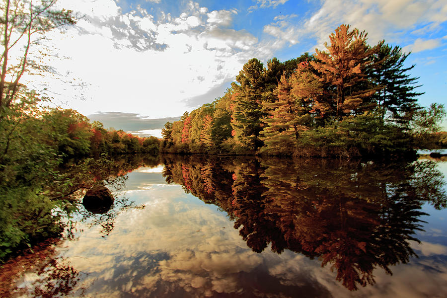 Glimpse of Fall Along the River Photograph by Neal Nealis