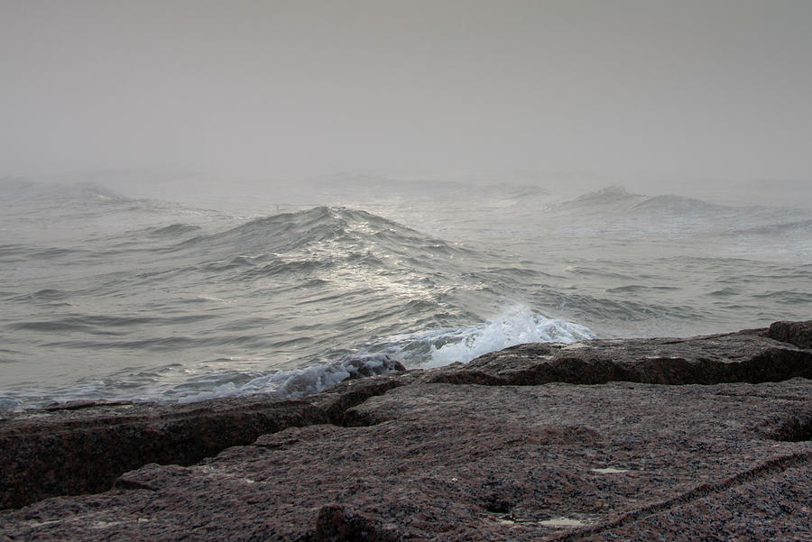 Glistening Wave in Fog  Photograph by Mary Lee Dereske