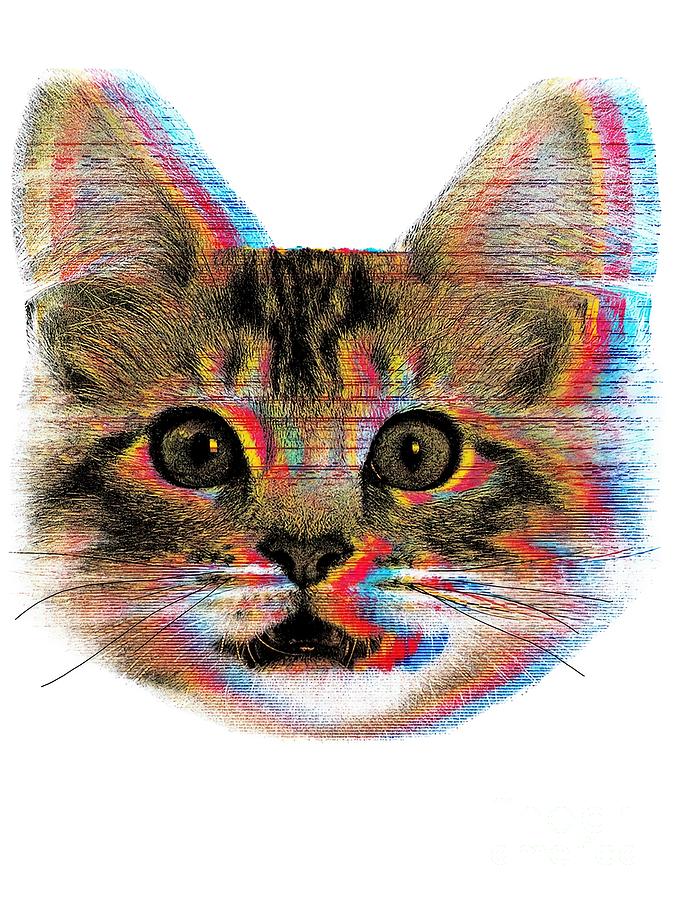 Glitch Cat Painting by Hill Grant - Fine Art America