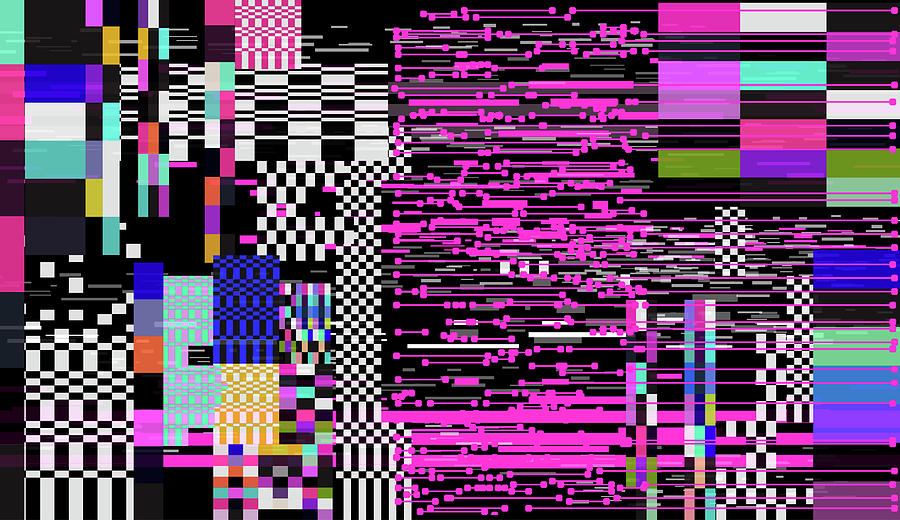 Digital Broken Screen Glitch Effect in Pixelated Style with