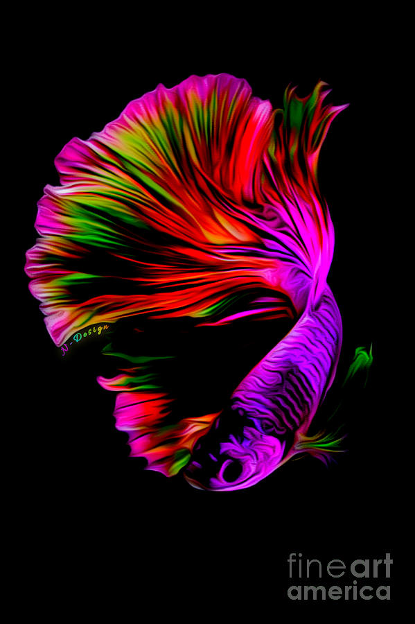 Glitter Glow Betta Fish Digital Art