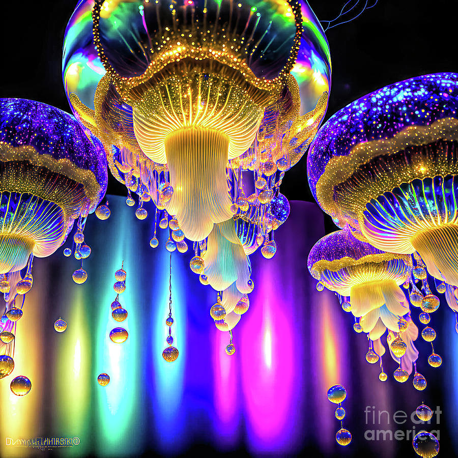 Animal Digital Art - Glitter Jellyfish by Elisabeth Lucas