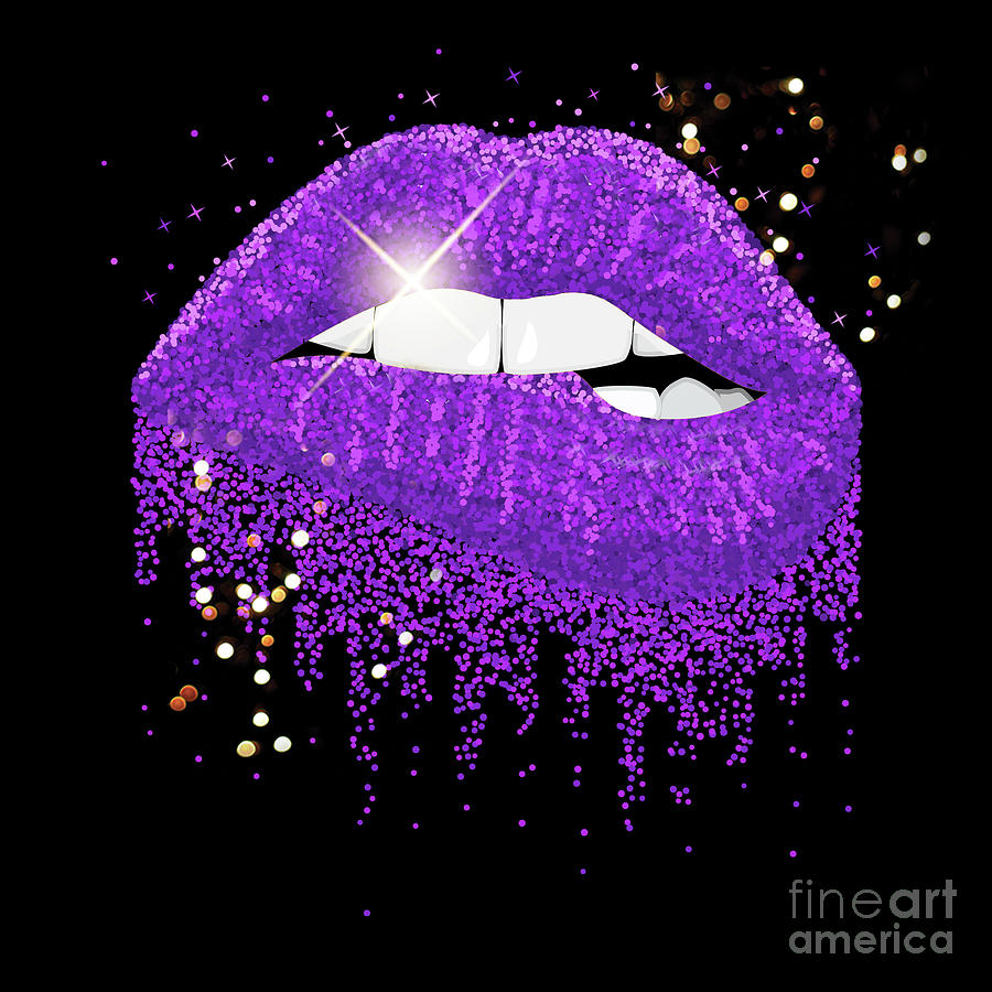 Glitter Lips Mask - Purple Mixed Media by Chris Andruskiewicz