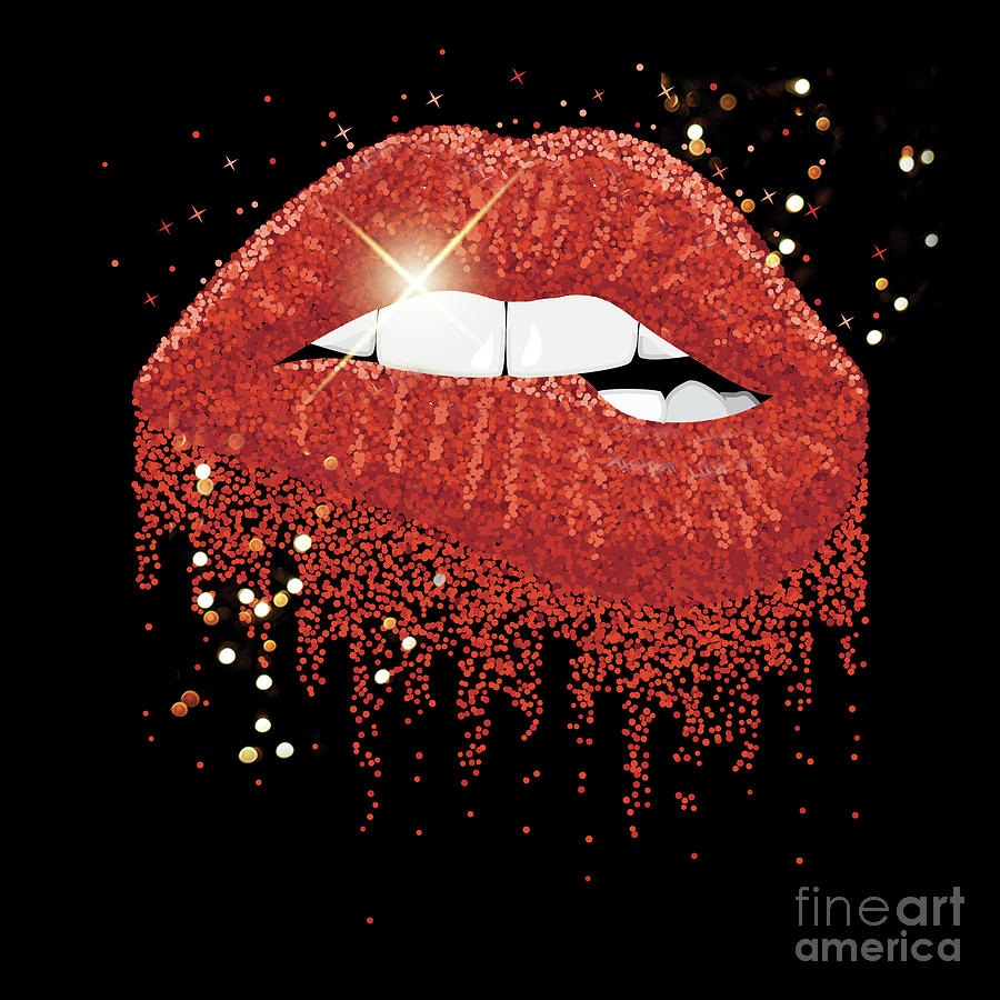 Glitter Lips Mask - Red Mixed Media by Chris Andruskiewicz
