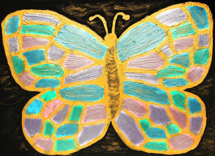 Glittering butterfly in soft colours 2 acrylic painting on canvas Painting by Irina Afonskaya