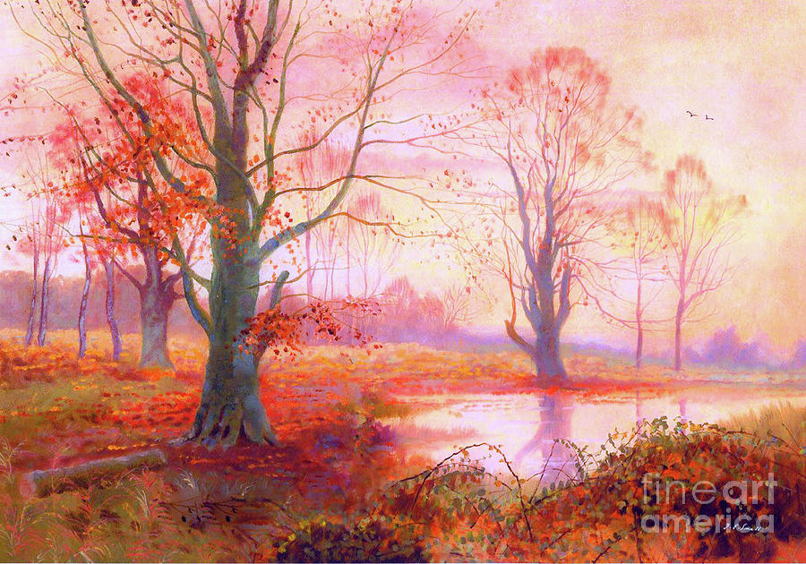 Sunset Painting - Glittering Crimson Nightfall by Jane Small