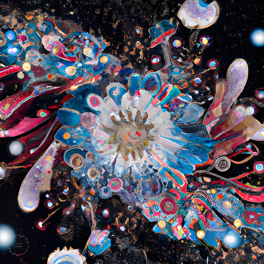 Glittery Flower Abstract Digital Art by Cindys Creative Corner