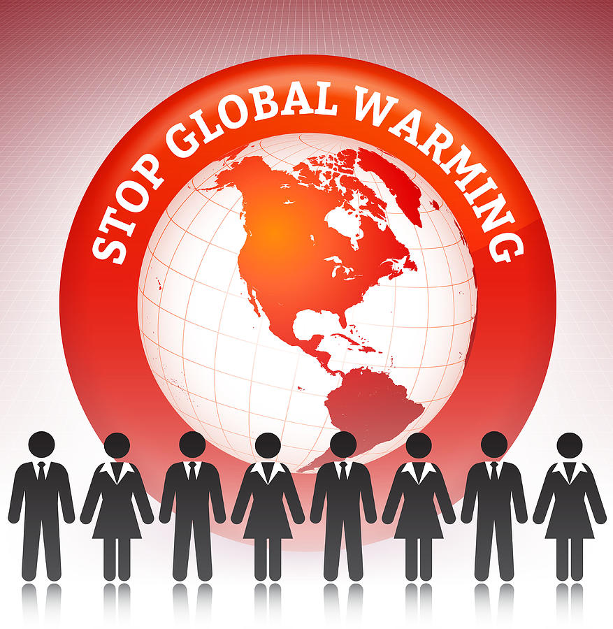 Global Warming on Business Communication Concept Background with Stick Figures Drawing by Bubaone