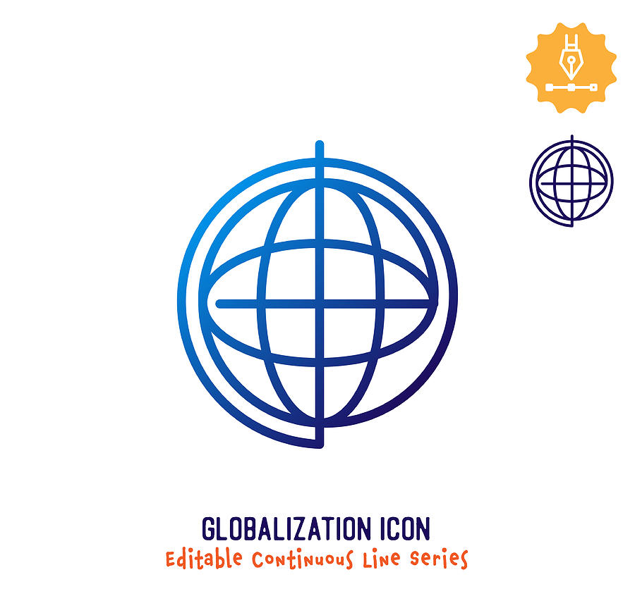 Globalization Continuous Line Editable Icon Drawing by Ilyast