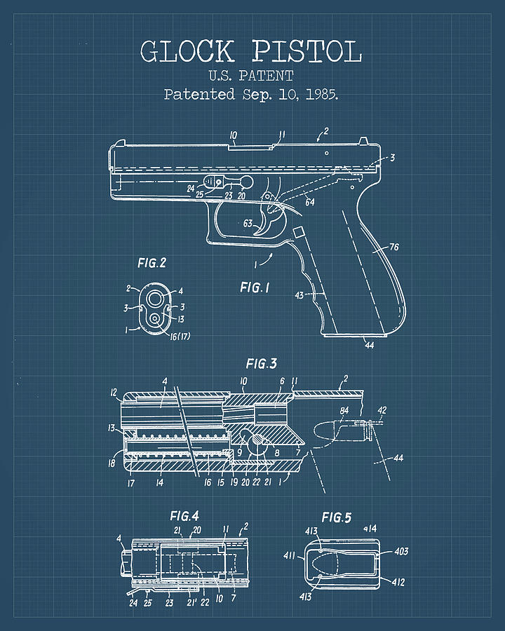 Glock pistol blueprints Digital Art by Dennson Creative - Pixels Merch