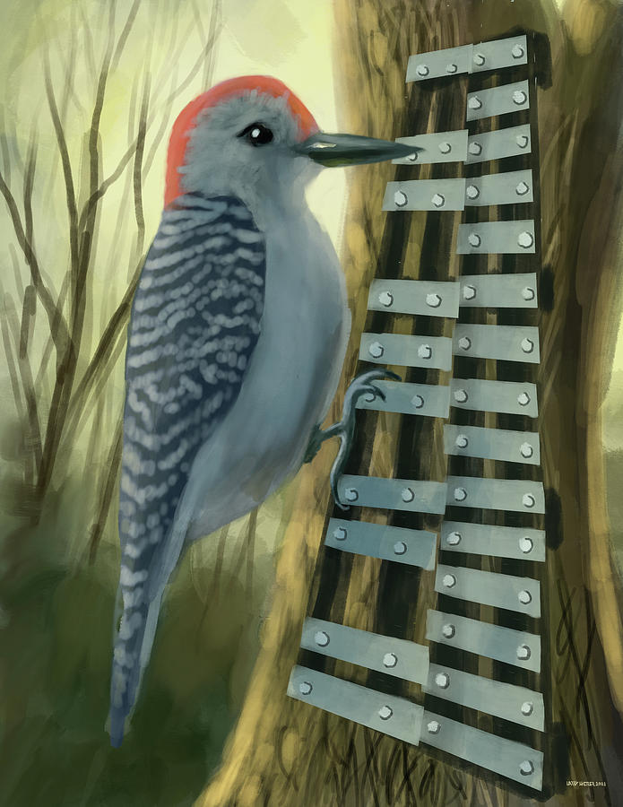 Glockenspiel Woodpecker  Digital Art by Larry Whitler