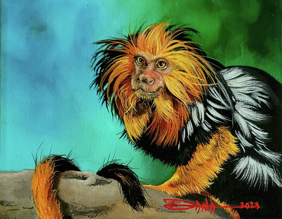 Gloden Headed Lion Tamarin Painting by Dana Newman
