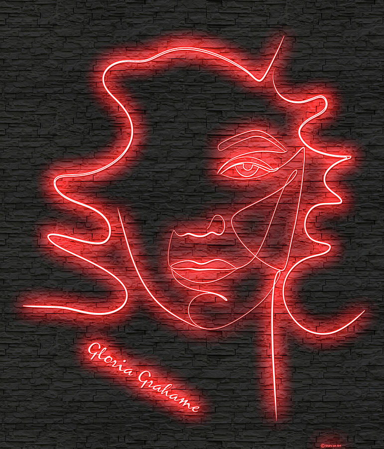 Gloria Grahame neon portrait Digital Art by Movie World Posters