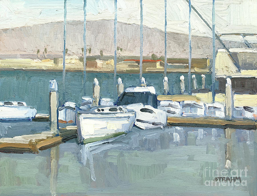 Glorietta Bay Marina - Coronado, San Diego, California Painting by Paul Strahm
