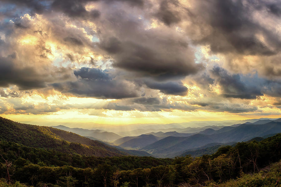 Glorious Beams of Light - Blue Ridge Parkway Photograph by Susan Rissi Tregoning