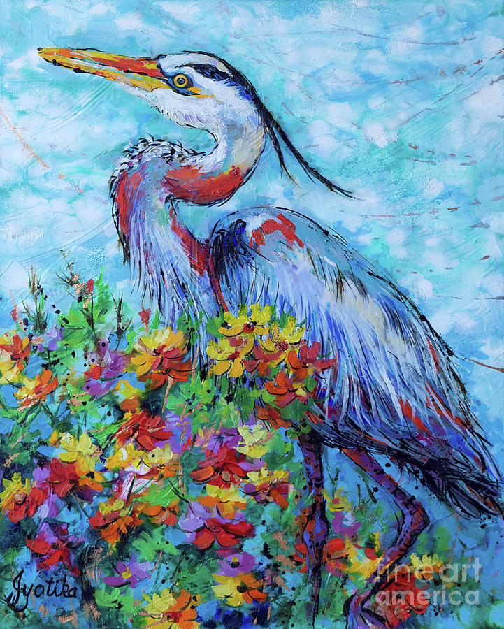 Glorious Blue Heron II Painting by Jyotika Shroff