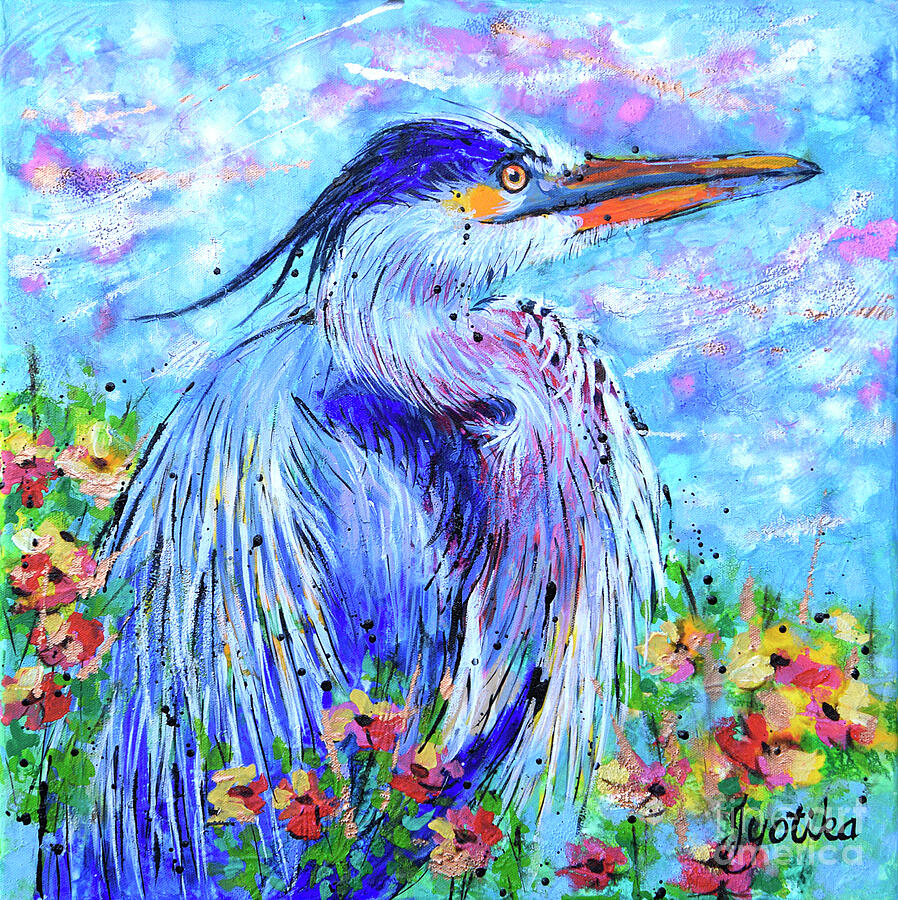 Glorious Blue Heron IIl Painting by Jyotika Shroff