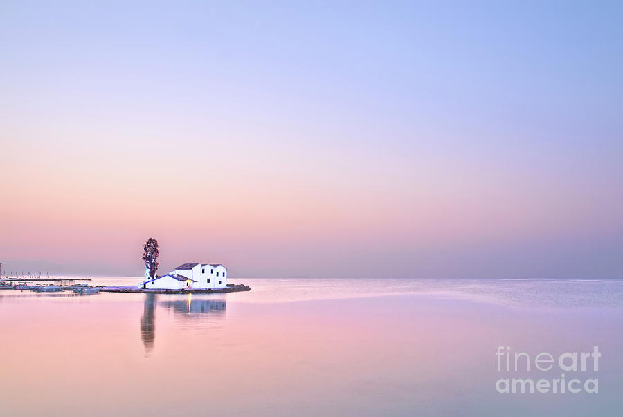Singled out at sea, Glorious dawn at sea Greece, Corfu calm and tranquility before sunrise  Photograph by Tatiana Bogracheva
