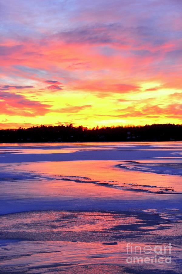 Glorious Frozen Lake Sunset in Minnesota Photograph by Ann Brown